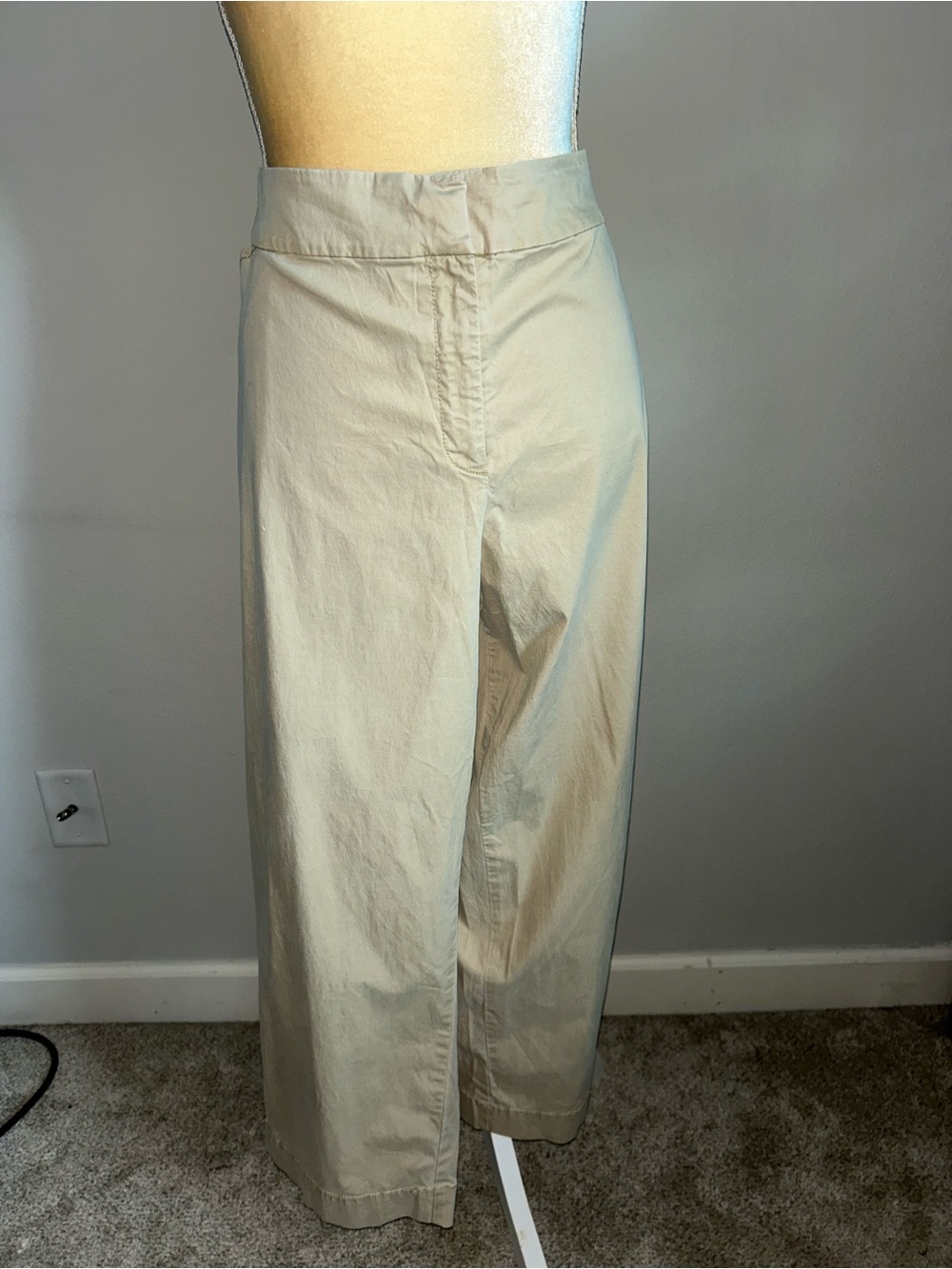 NEW Eileen Fisher Woman Cropped Chinos Wide-Leg Pants in Khaki Sz 24W